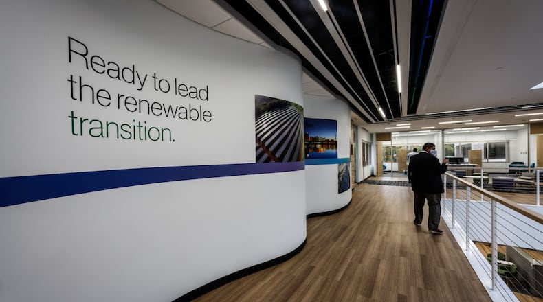 AES held a ribbon cutting on it's newly renovated, Smart Operations Center,  Monday October 25, 2021. AES spent $20 million to renovate the old Dayton Power & Light building and move AES into the future. JIM NOELKER/STAFF