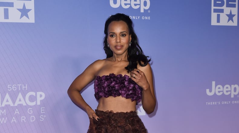 Kerry Washington arrives at the 56th NAACP Image Awards on Saturday, Feb. 22, 2025, in Pasadena, Calif. (Photo by Richard Shotwell/Invision/AP)
