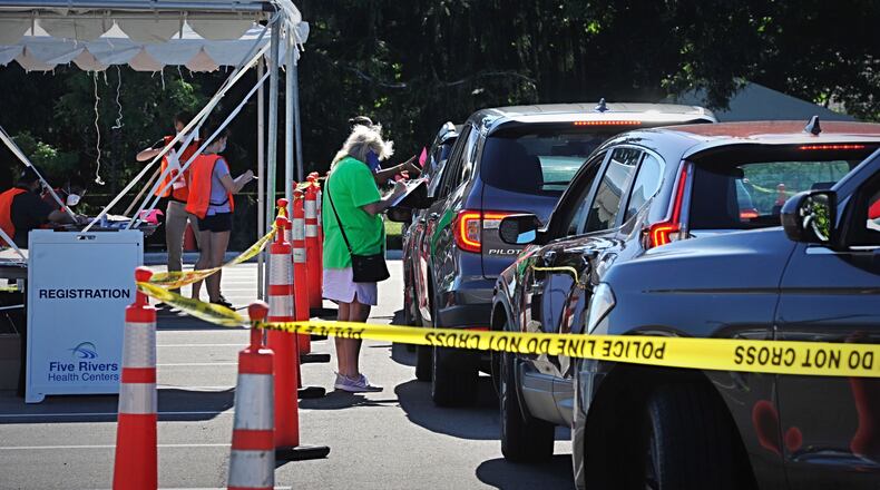 A pop-up test site for coronavirus opened at Five Rivers Greene County Health Center in Xenia Wednesday. MARSHALL GORBY\STAFF