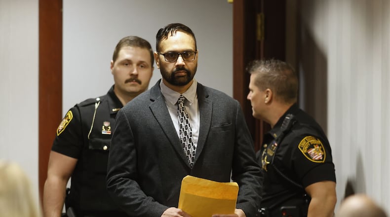 The retrial of Gurpreet Singh started Monday morning, April 29, 2024 before a 3-judge panel in Butler County Common Pleas Court in Hamilton. He is charged with capital murder for allegedly killing 4 members of his family in 2019 in West Chester Township. NICK GRAHAM/STAFF