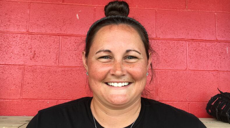 Rachael Shepherd is a 2007 Lakota West High School graduate and current assistant coach for the Firebirds softball team. RICK CASSANO/STAFF