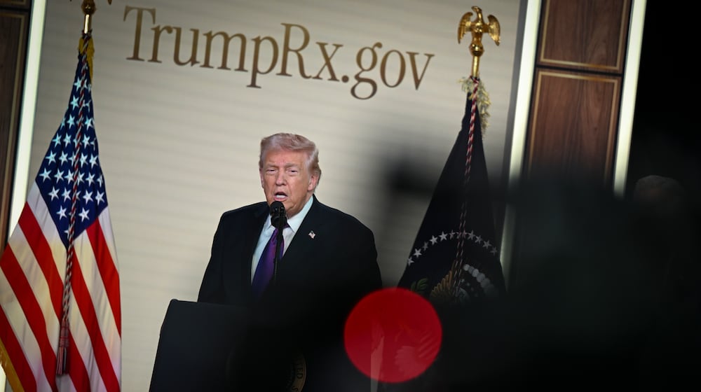 President Donald Trump speaks about the TrumpRx plan, a website that will connect patients directly with drugmakers, at the Eisenhower Executive Office Building on the White House campus in Washington, Thursday, Feb. 5, 2026. (Kenny Holston/The New York Times)