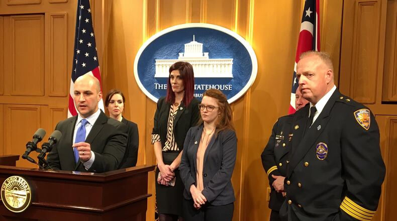 State Sen. Joe Schiavoni is introducing a bill that would make revenge porn - posting explicit photos online without permission - illegal in Ohio. Schiavoni appeared at a press conference Thursday with backers of the bill, including those who say they’ve been victimized by the practice. CONTRIBUTED PHOTO.