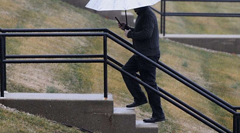 Rainy weather and cooling temperatures near the UD campus for much of the day Tuesday. Staff Photo Marshall Gorby