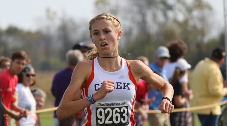 Beavercreek High School junior Taylor Ewert, a world-class racewalker, finished third at the Division I state cross country championships last season. GREG BILLING / CONTRIBUTED