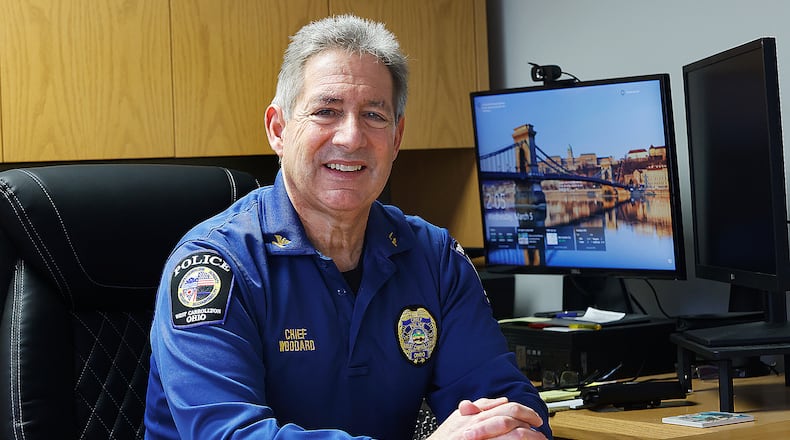 Chief Doug Woodard is retiring Sunday, March 9, after 40 years in law enforcement, 37 of them with West Carrollton. Woodard has been the city's police chief since 2013. MARSHALL GORBY\STAFF