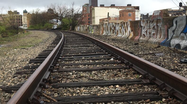 Dayton would like to transform this unused rail line into a recreational trail for biking and pedestrians. CORNELIUS FROLIK / STAFF