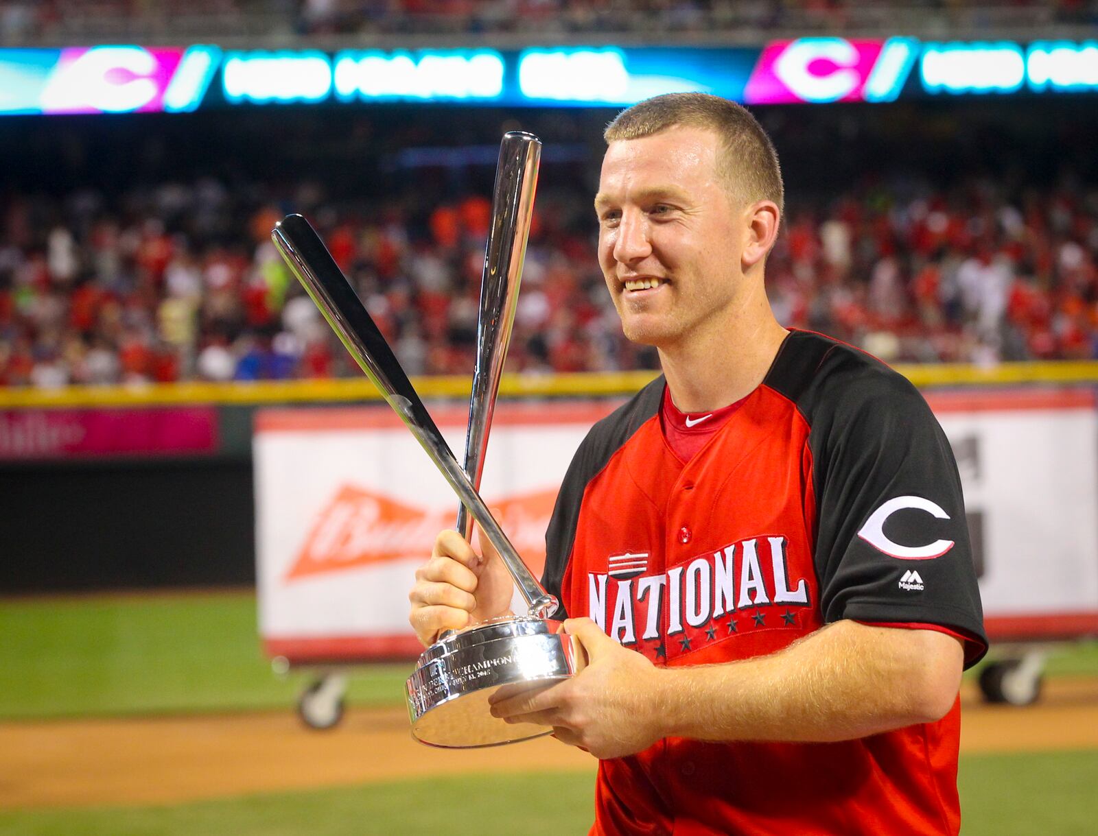 Cincinnati Reds slugger Todd Frazier won the Home Run Derby at Great American Ballpark, Monday, July 13, 2015. GREG LYNCH / STAFF