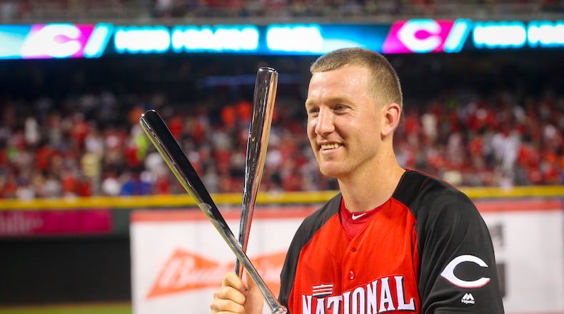 Cincinnati Reds slugger Todd Frazier won the Home Run Derby at Great American Ballpark, Monday, July 13, 2015. GREG LYNCH / STAFF
