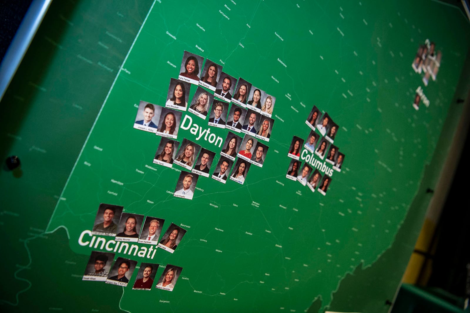 More than half of the 129 medical students graduating this spring from the Wright State University Boonshoft School of Medicine will be completing their postgraduate training in Ohio. Pictured is a map of where some of those future doctors will be placed for their residency. COURTESY OF WRIGHT STATE UNIVERSITY