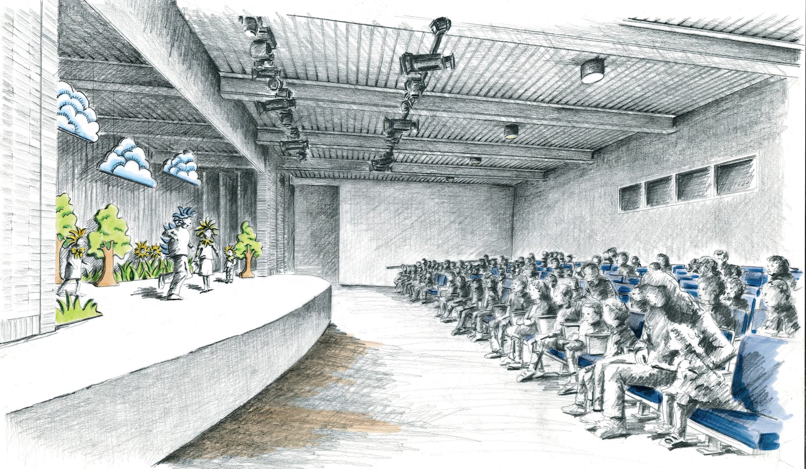 A rendering of the Rosewood Arts Center theater space. CONTRIBUTED