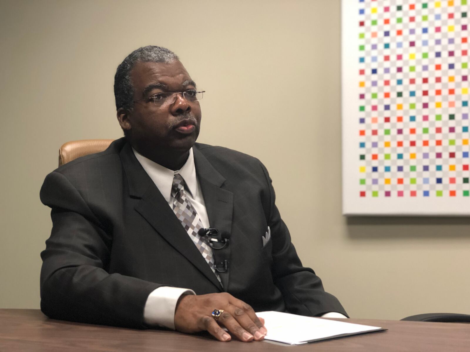 Dayton water department director Michael Powell at a press conference Monday afternoon. CORNELIUS FROLIK / STAFF