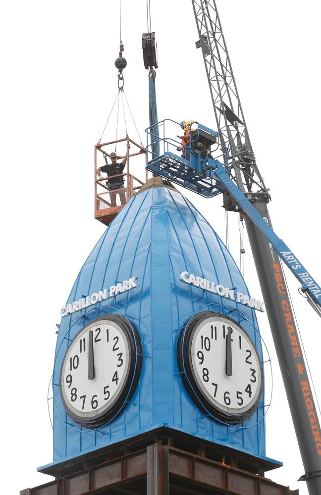 Iconic Dayton clock visible from I-75 again