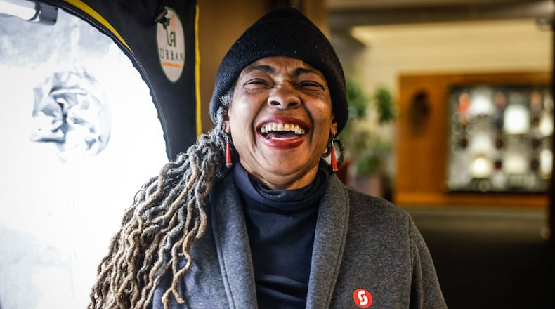 Sinclair College student Leanora Royster-Ivy has a patent pending on a system that will allow businesses and residents to grow vegetables via portable devices that harness the power of aeroponics. JIM NOELKER/STAFF