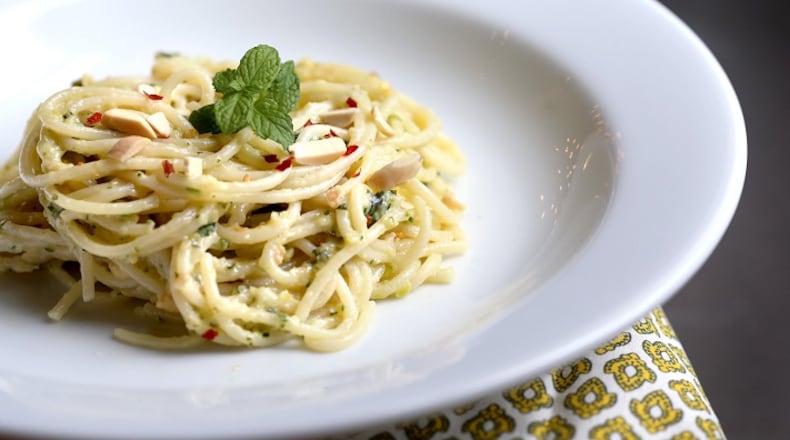 Spaghetti with Zucchini pesto. (Jessica J. Trevino/Detroit Free Press/TNS)
