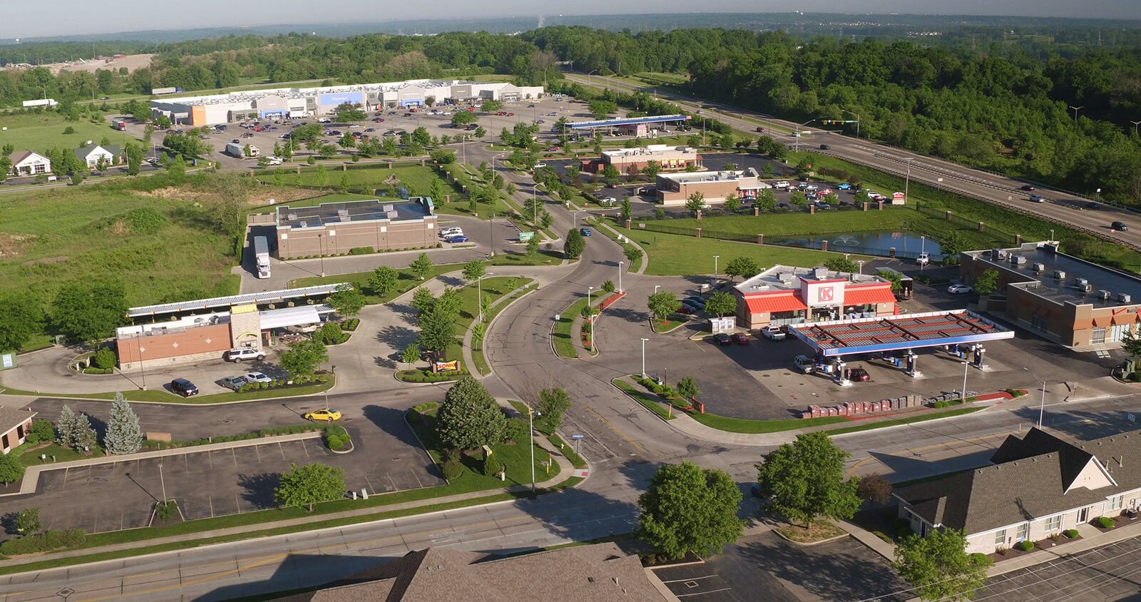 View looking west toward Walmart in Xenia shows Harner Drive and South Progress Drive intersectioin in the foreground.     TY GREENLEES / STAFF