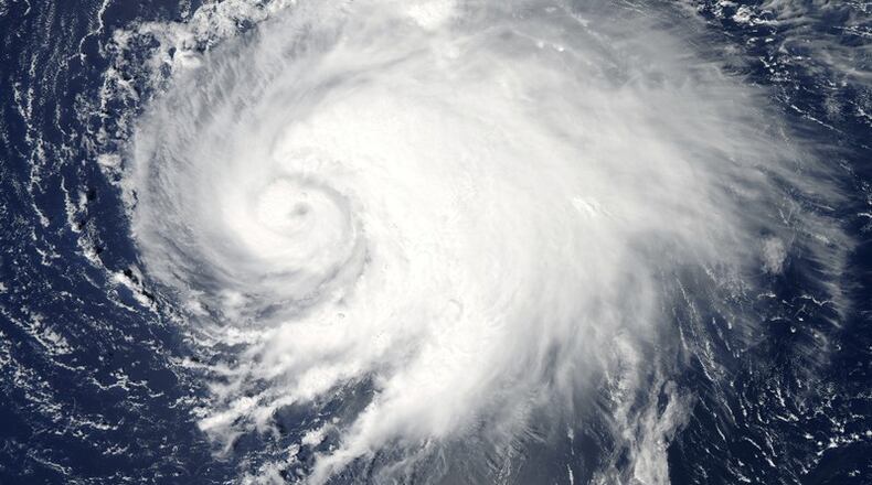 Satellite view of Hurricane Leslie over the Atlantic Ocean