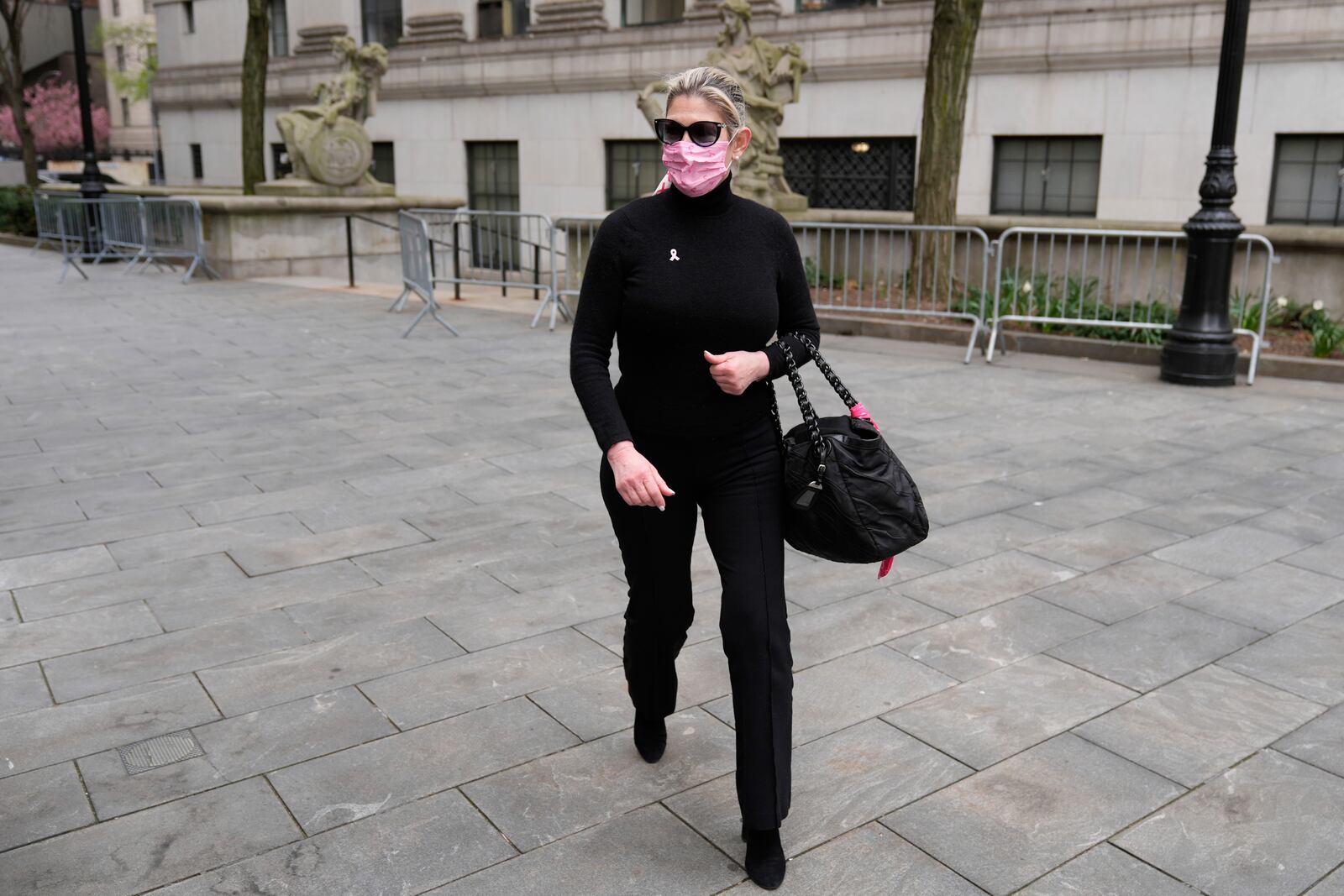 Nadine Menendez arrives to a federal courthouse in New York, Monday, April 21, 2025. (AP Photo/Seth Wenig)