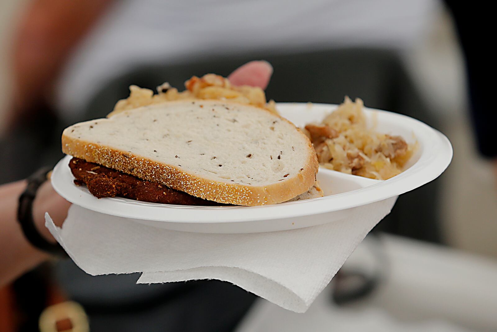 Schnitzel sandwich and sides.