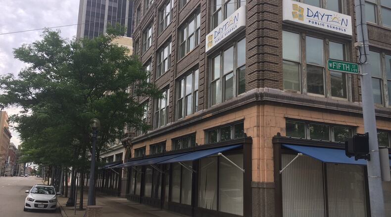 Dayton Public Schools intends to move its headquarters across the street in summer 2018, to this complex of buildings at 124-136 Ludlow St. JEREMY P. KELLEY / STAFF