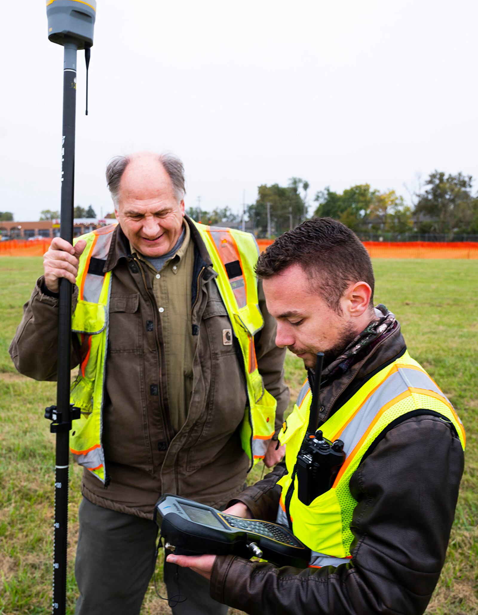 Chris Hess (right) and Patrick Ernst, both with the 88th Civil Engineer Group, measure how far a pumpkin was thrown during the 16th annual Pumpkin Chuck on Oct. 22 at Wright-Patterson Air Force Base. The chuck was sponsored by the Air Force Life Cycle Management Center’s Engineering Directorate as a STEM event for local schools and organizations. U.S. AIR FORCE PHOTO/R.J. ORIEZ