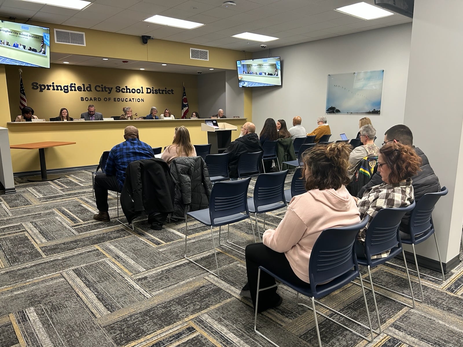 The Springfield City School District Board of Education at the Jan. 22 meeting. Brooke Spurlock/Staff