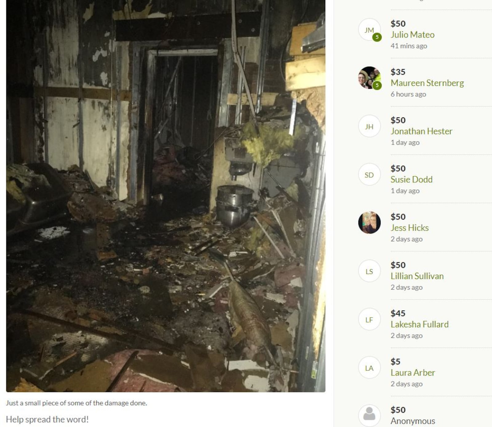 A GoFundMe page has been set  up to support Salar employees impacted by a fire at the restaurant.