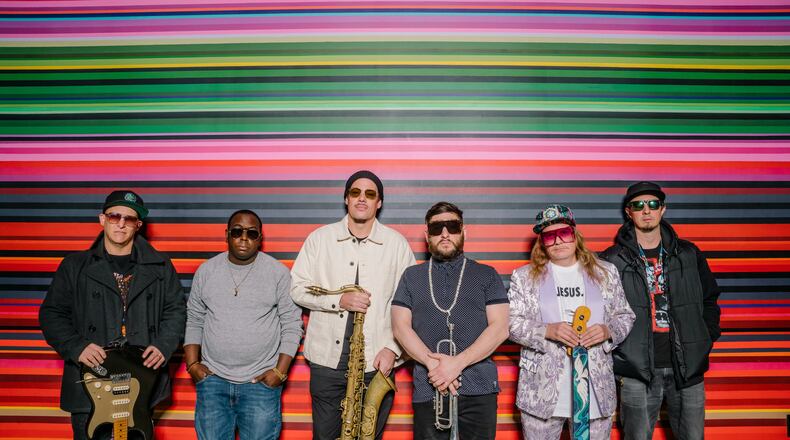 Boston-born funk act Lettuce, (left to right) Adam “Shmeeans” Smirnoff, Nigel Hall, Ryan Zoidis, Eric “Benny” Bloom, Eric “E.D.” Coomes and Adam Deitch, brings its 30th anniversary tour to Rose Music Center in Huber Heights on Friday, Aug. 12.
