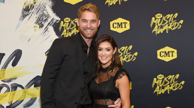 NASHVILLE, TN - JUNE 06: Brett Young and Taylor Mills attend the 2018 CMT Music Awards at Bridgestone Arena on June 6, 2018 in Nashville, Tennessee. (Photo by Rick Diamond/Getty Images for CMT)