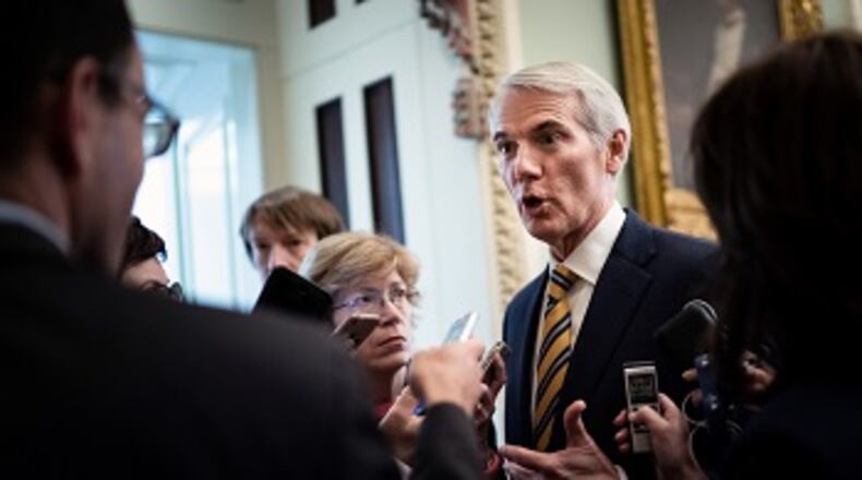 Sen. Rob Portman spent part of Thursday at the World War II Memorial in Washington, D.C. unveiling a tribute to D-Day