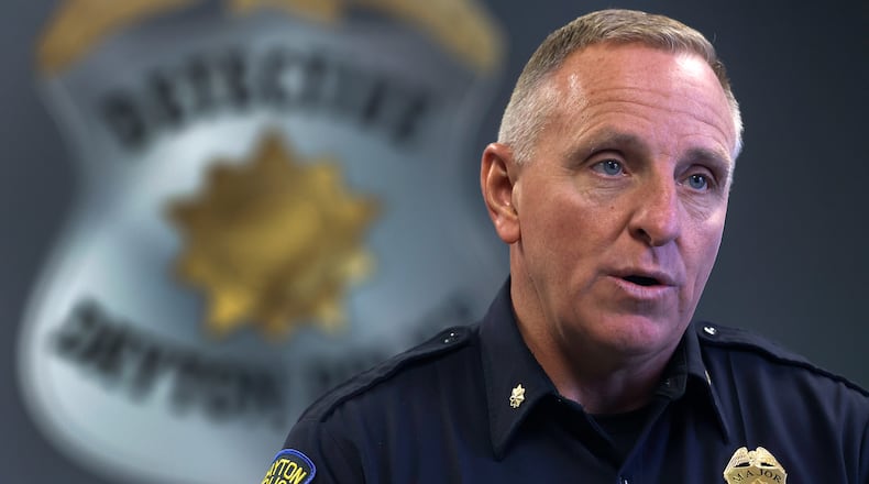 Dayton police Maj. Brian Johns held a press conference Thursday, Jan. 16, 2025, at the Safety Building to talk about a fatal shooting on U.S. 35. MARSHALL GORBY\STAFF