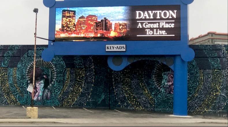 KAP Signs  of Dayton installed Key-Ads' new "Oregon" electric billboard near the intersection of Fifth St. and Patterson Blvd.