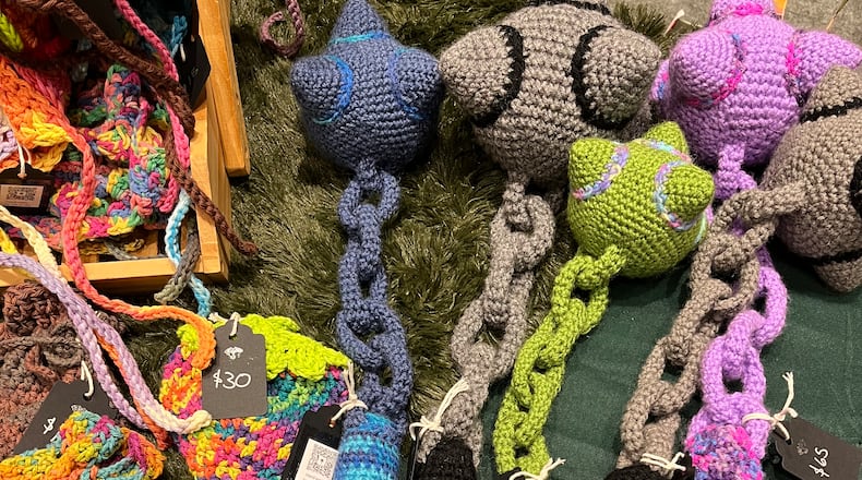 Crochet flails, designed by Jan Kaufman, organizer of the May Moon Fest: a fantasy and Renaissance-themed craft faire. The second annual event is May 24 at Oregon Express. CONTRIBUTED PHOTO: Brierspire