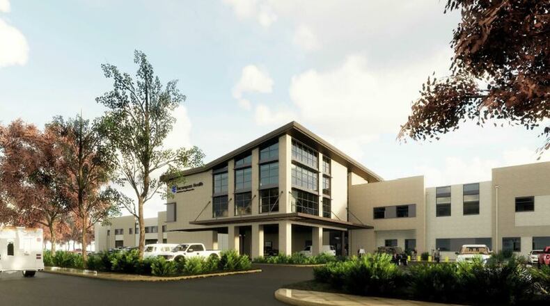 A rendering shows The Rehabilitation Institute of Ohio, a joint venture of Encompass Health and Premier Health which will be built next to Miami Valley Hospital’s campus.