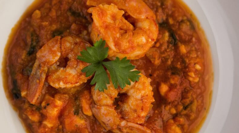 Garides Saganaki, a shrimp, tomato and feta dish, is photographed in the Post-Dispatch studio Wednesday, June 27, 2018. (Ryan Michalesko/St. Louis Post-Dispatch/TNS)