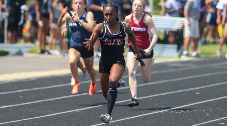 Wayne High School senior Jasmine Kennerson sprints to the finish line at the Ohio High School Athletic Association Division I state track and field championships on Saturday afternoon at Hilliard Darby High School. CONTRIBUTED PHOTO BY MICHAEL COOPER