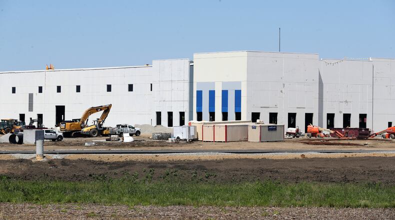 Construction of the Gabe's Distribution Center continues in the Prime Ohio II industrial park. BILL LACKEY/STAFF