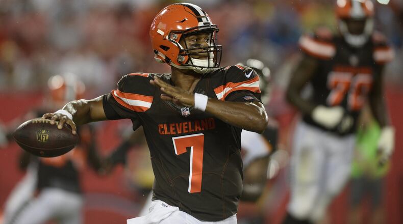 The Browns are counting on rookie quarterback DeShone Kizer, who led Notre Dame to four wins last season as a junior. When the season opens Sept. 10 against Pittsburgh, Kizer will become the 27th QB to start a game for the Browns since they returned to the league as an expansion team in 1999. AP photo