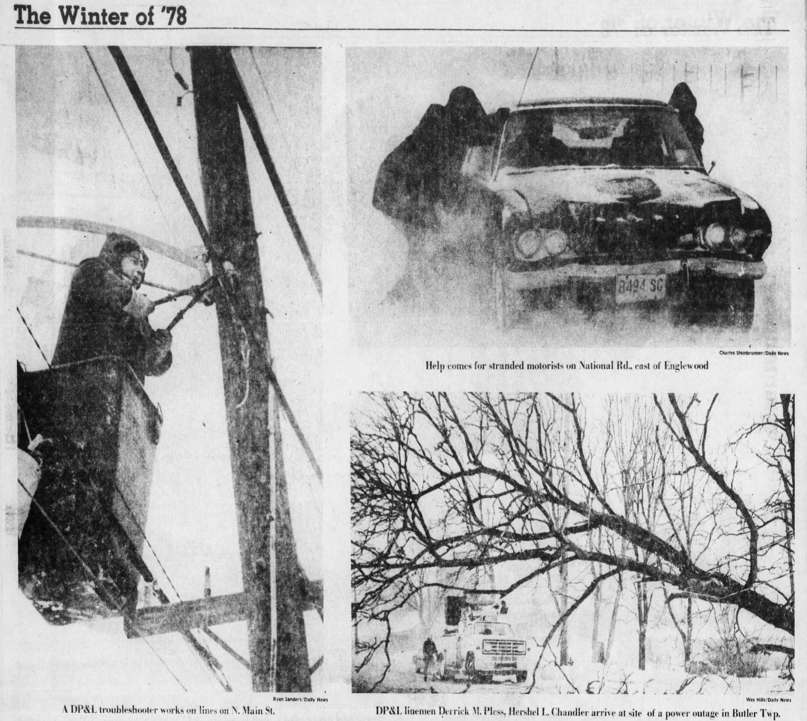 Dayton Power and Light (DP&L) workers restored electricity to 125,000 customers who lost power during the peak of the 1978 blizzard. DAYTON DAILY NEWS ARCHIVES