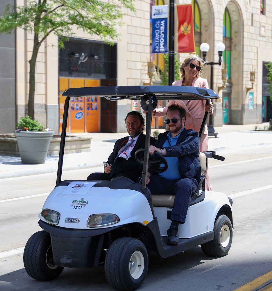 NATO delegates golf cart ride