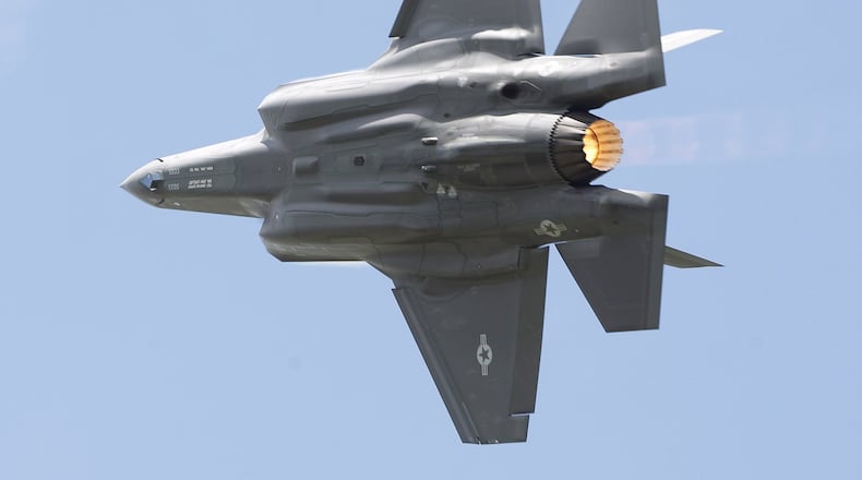 A Lockheed Martin F-35A Lightning II performs at the Vectren Dayton Air Show in June, 2017. TY GREENLEES / STAFF