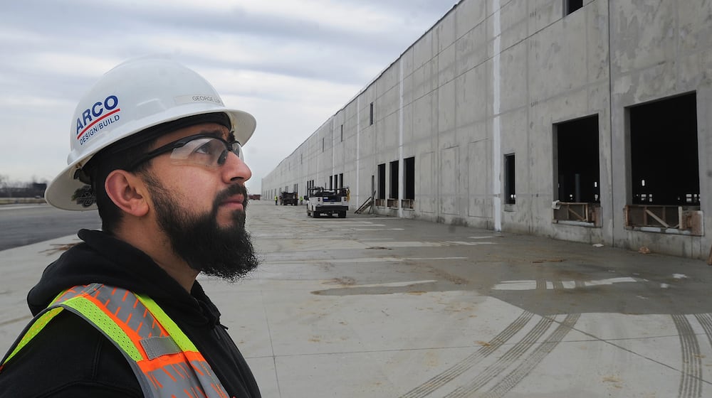 George Lupus, superintendent for ARCO Design/Build, looked over the 728,000-square-foot spec warehouse his team built at 1669 Capstone Way in Vandalia's Stonequarry Crossings industrial park in this 2023 photo. Joby Aviation has announced plans to buy the building for nearly $62 million. FILE