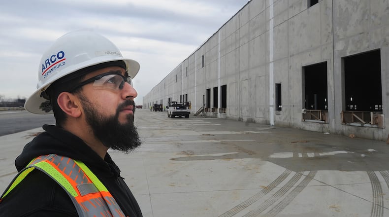George Lupus, superintendent for ARCO Design/Build, looked over the 728,000-square-foot spec warehouse his team built at 1669 Capstone Way in Vandalia's Stonequarry Crossings industrial park in this 2023 photo. Joby Aviation has announced plans to buy the building for nearly $62 million. FILE