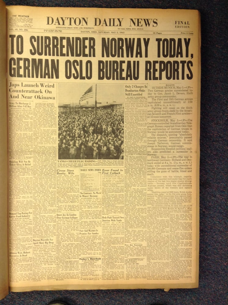 WWII front pages: Dayton Daily News May 5, 1945