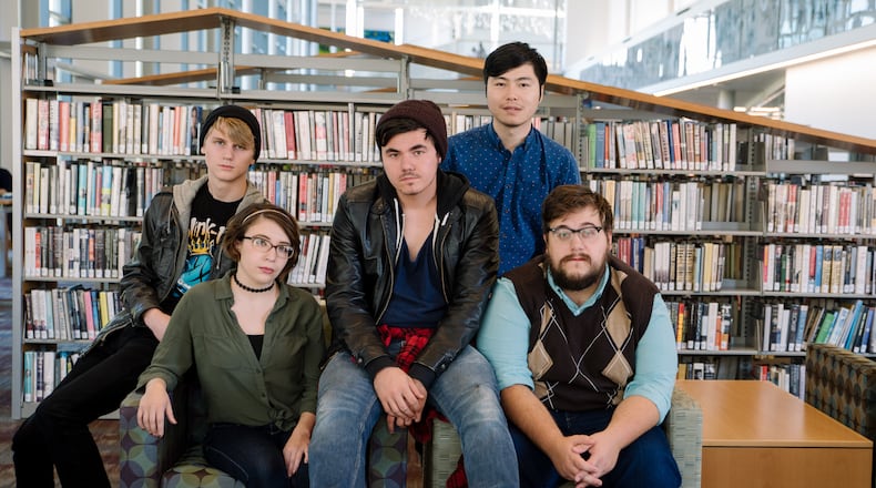 Cast of 'The Tutors.' From left to right: Ryan Grissett (Milo), Jenna Gomes (Heidi), A.J. Breslin (Joe), Boyang Zhang (Kwan), Skyler McNeely (Toby). PHOTO CREDIT / KNACK CREATIVE