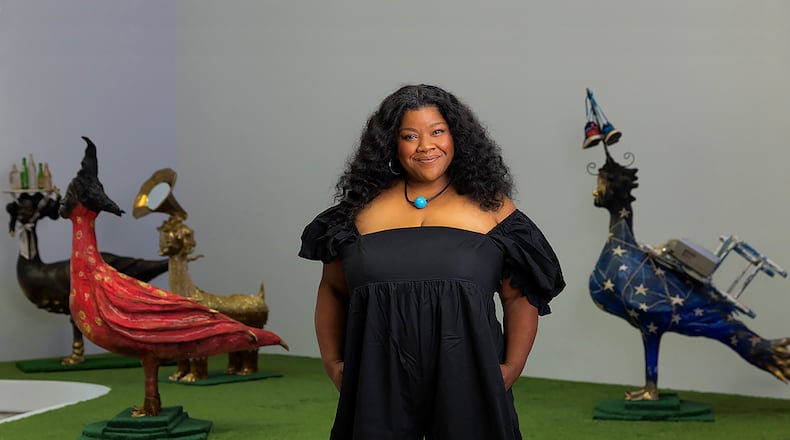 Vanessa German at her exhibition, "Sad Rapper," at the Kasmin Gallery in New York. German's sculptures along with quilts made by her mother, Sandra Keat German, are on display at The Co in Dayton through Oct. 1. CONTRIBUTED