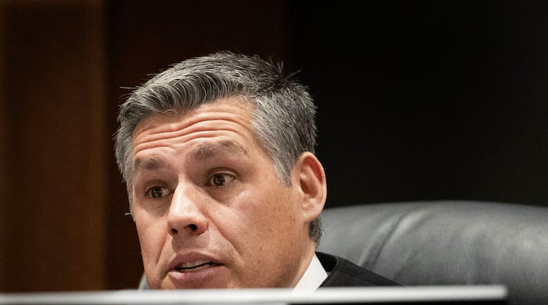 Fourth District Court Judge Tony Graf speaks during a hearing for Tyler Robinson, accused in the fatal shooting of conservative activist Charlie Kirk, in 4th District Court, on Friday, March. 13, 2026, in Provo, Utah. (Laura Seitz /The Deseret News via AP, Pool)