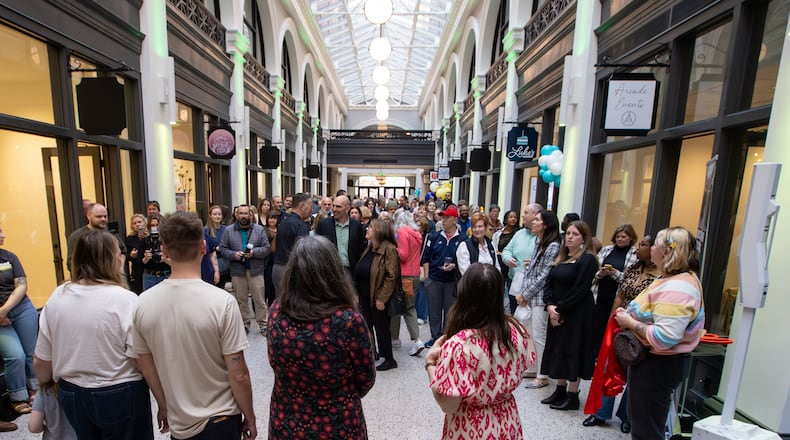 The Dayton Arcade celebrated the opening of the north section on Friday, March 6 with a Friends and Family Retail Reveal event. The north section, which has been undergoing restoration work since 2023, is now open to the public for normal business hours. BRYANT BILLING / STAFF