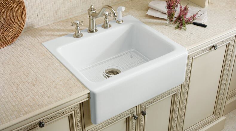If you plan on installing a tile kitchen countertop, a tile-in kitchen sink may be your best laid plan. (Kohler)