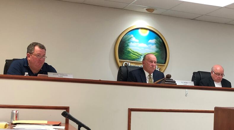 Clearcreek Township trustees are at odds over a plan to commit $500,000 over 10 years from an agreement between the township and city of Springboro to fund the proposed Kacie Jane Park in Springboro. STAFF/LAWRENCE BUDD